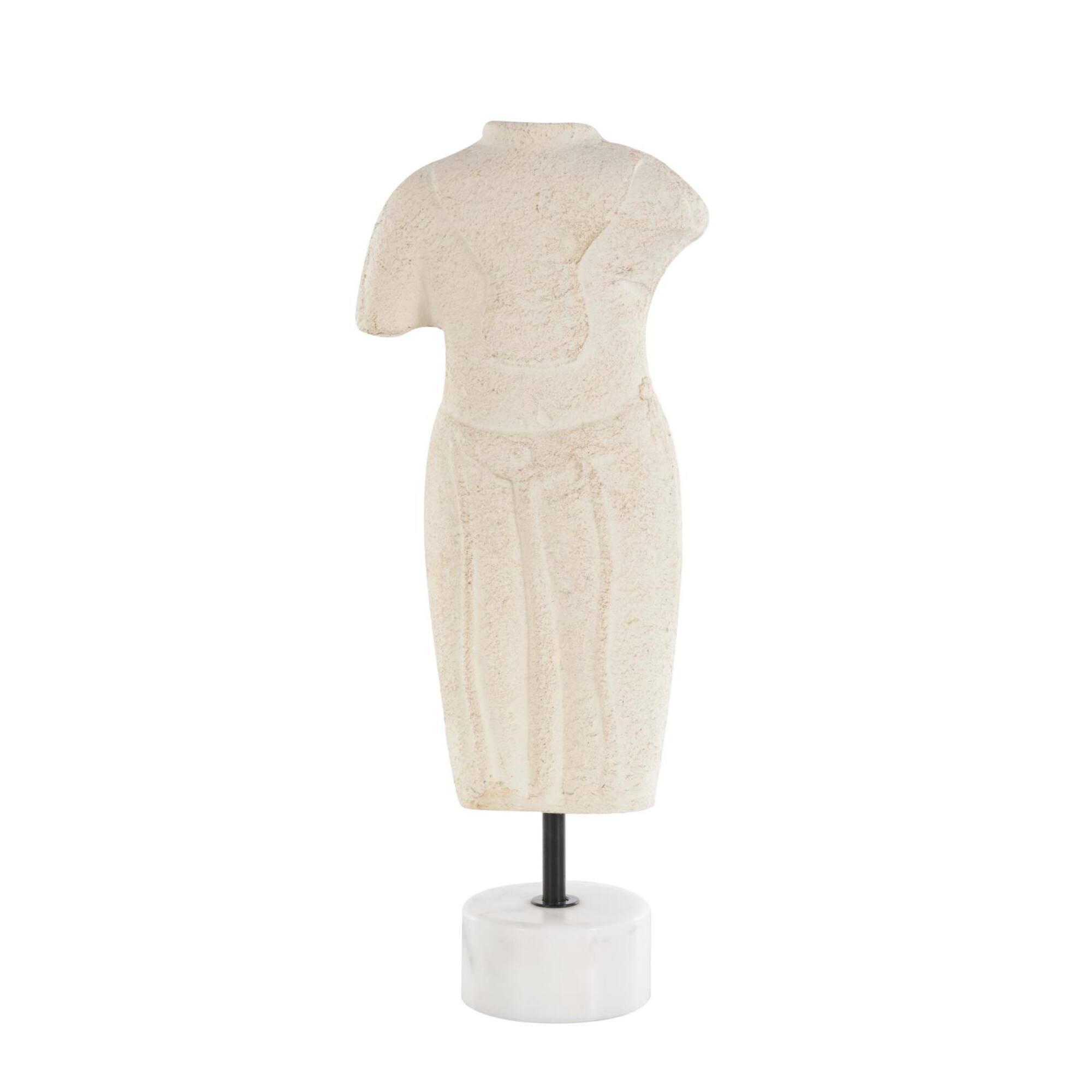 14" Cream Paper Mache Figurine Sculpture with Mable Base